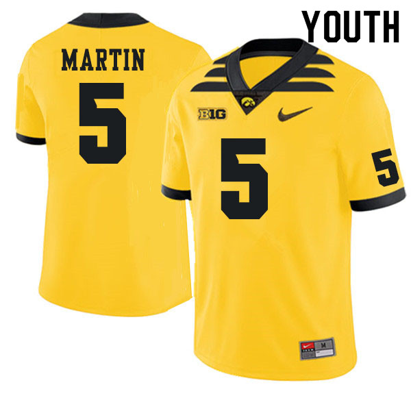 Youth #5 Oliver Martin Iowa Hawkeyes College Football Jerseys Sale-Gold